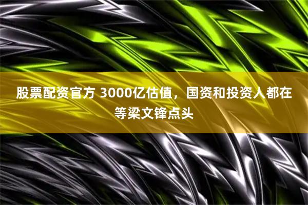 股票配资官方 3000亿估值，国资和投资人都在等梁文锋点头